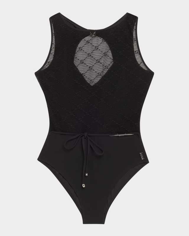Mesh Belted One-Piece Swimsuit